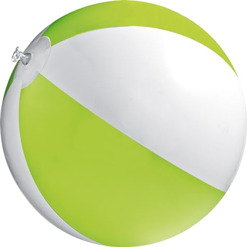 noTrash2003 Uppblåsbart strandbollset (1–6 stycken) – strandboll i randig design – poolboll för barn och vuxna – sommar, strand, semester och poolpartytillbehör (ljusgrön (enkel))