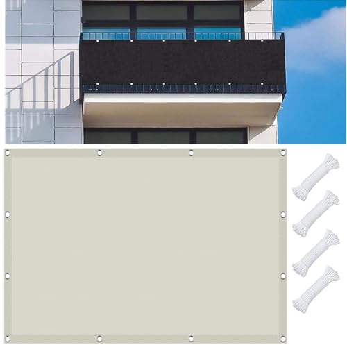 Vela Ombreggiante Tenda a Vela 90 x 600 cm Tenda da Sole per Esterno, Impermeabile Rettangolare con Occhielli, Protección Rayos UV 98%, per Giardino Balcone Terrazza, Avorio