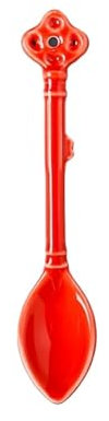 ZXFIYTBH Spoons Set of 4 Demitasse Spoons for Coffee Dessert Tea Ice Cream Ceramics Small Coffee Spoons Ceramic Espresso Spoons Dessert Spoon(Color:Red)