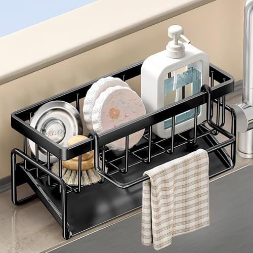 HENGBIRD Acero Inoxidable Porta estropajos Fregadero Desagüe Automático para Guarda estropajos Fregadero Soporte Estropajo fregaderos, Accesorios de Cocina.