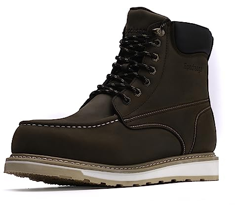 Epochsaga Steel Moc Toe Waterproof Safety Work Boots For Men,Fashion Classic Insulated Industrial Construction Ankle Shoes (Brown, Adult, Men, 10, Numeric, UK Footwear Size System, Medium)