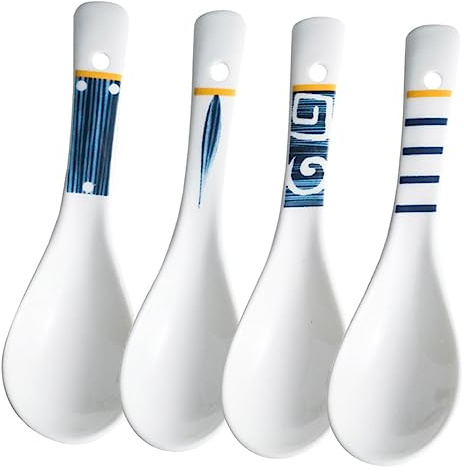 PRETYZOOM 4 Piezas Cuchara De Cerámica Pequeña Cucharas Soperas Japonesas Para Cocina Para Comida