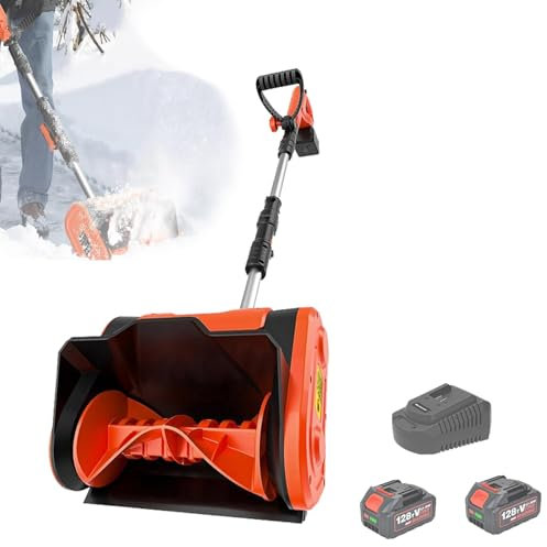 Pala da Neve Senza Fili, spazzaneve Elettrico a Spinta Manuale con Batteria al Litio, Impugnatura Girevole, Larghezza di sgombero 26 cm, profondità di sgombero 16 cm, Distanza di Lancio 8 m,