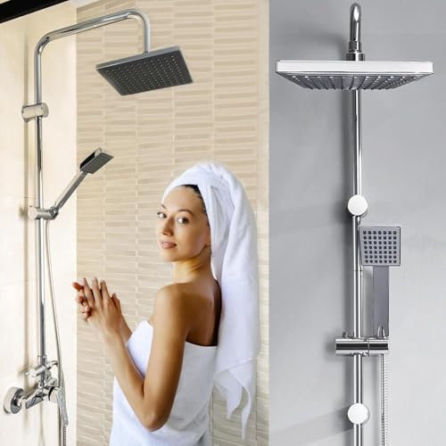 VOLTGY- Columna Ducha Con Grifo Monomando, Alcachofa de mano y Soporte. Grifo Ducha De Baño Columna de Latón.