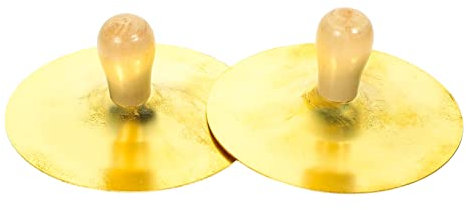 TOGEVAL 2stücke Teiliges Fingerbecken Kupfer Zimbeln Mit Holzgriff Handzimbeln Percussion Instrumente Für Bauchtanz Junge Mädchen Und Bühnenperformance