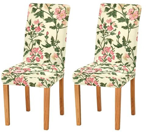 ODAWA Stuhlhussen mit Vintage-Blumenmuster, 4 Stück, Stuhlhussen für Esszimmer, Hotel