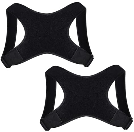 2 Pezzi Correttore Posturale Fascia Spalle, Fascia Posturale Spalle e Schiena, Correttore posturale per La Parte Superiore Della Schiena, Ortopedici Collare Ortopedico (Nero)