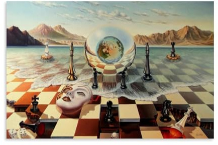 YYUEQIL Salvador Dalí Wandkunstdrucke, Gemälde, Poster (Schachmaske auf See), Leinwand, Wandkunst, Bilddruck, hängendes Foto, Geschenkidee, Dekoration, Zuhause, Kunstwerke, ungerahmt, 40 x 60 cm