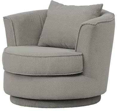 Furn.Design Drehsessel in grau Web-Velours, Sessel 360° drehbar inklusive Kissen, Comfy