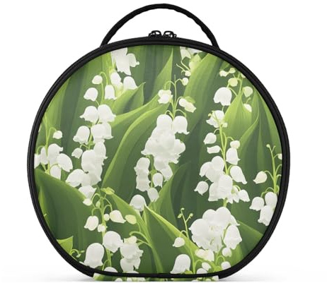 siphylline Finland Lily Of The Valley Beauty Travel Bag with Compartments & Handle Portable Hanging Travel Toiletry Bag with adjustable dividers 11 IN
