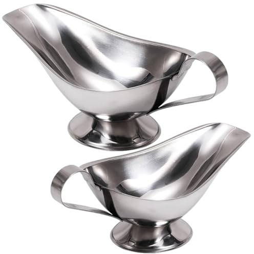 BESTYASH 2pcs Stainless Steel Sauce Boat Gravy Container Sauce Cups Metal Pourer for Catering Use for Kitchen