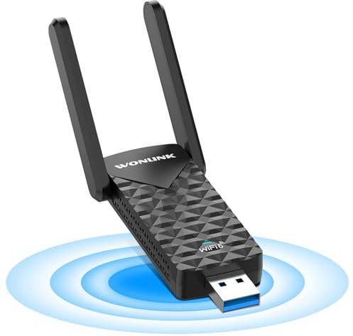WONLINK Clé WiFi 6 Puissante AX1800 Mbps Cle USB Wi-FI 2.4GHz/5GHz Double Bande Clé WiFi pour PC, MU-MIMO, WPA3, USB 3.0, Compatible avec Windows 11/10