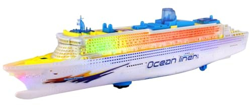 Cruise Boat Toy – Liner Colored kryssningsfartyg, elbåtleksak med blinkande LED- och deras | nautiska dekorationer resor – partytillbehör för barn