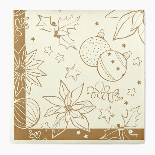 Mank Airlaid Serviette Milan Schwarz, 40 x 40 cm, 50 Stück - Hochwertige Weihnachtsserviette mit goldenem Druck in verschiedenen Grundfarben wie Weiß, Rot und Schwarz (Champagner-Gold)