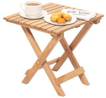 Dmora Tavolo da Esterno Galaxion 40x40x40h cm Marrone 2 Posti Tavolo Tavolino Pieghevole, Finitura Effetto Doghe
