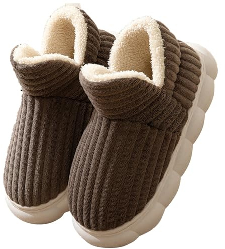 Generiska tofflor dam vinter, tofflor varma damer pantoletter plysch stugskor unisex vintertofflor värme tofflor halkfria bekväma tofflor minnesskum skor tofflor, kaffe, 40 EU