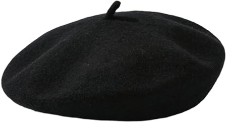 MBSIVSA Beret Noir, Bérets Français Élégants, Bonnet Vintage Chaud d'artiste, Béret Noir Doux et Élégant pour Femmes et Hommes