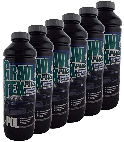 Gravitex U-Pol Grey Professional Stone Chip Protector 6 x 1 Litre Underbody, Vehicle Stone Chip Protection Primer Can be Over Painted
