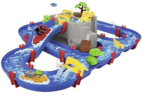 AquaPlay - Wasserbahn MountainLake - 42-teiliges Spieleset mit einem hohen Berg, Wasserfall und geheimer Höhle, Wasserspielspaß inkl. 2 Tierfiguren und 2 Booten, für Kinder ab 3 Jahren
