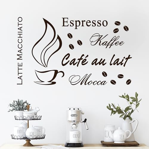 GRAZDesign Wandtattoo Kaffee Espresso Mocca | Wandtattoo Küche selbstklebend - 68x40cm / 071 grau