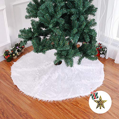Odot Weihnachtsbaum Rock Dekoration, Decke Weinachtsdeko 78cm/90cm/122cm/152cm Rund Weihnachtsbaumdecke Weihnachtsbaum Röcke Ornaments für Weihnachten Baum Rock Deko Schutz (152cm,Weiß)