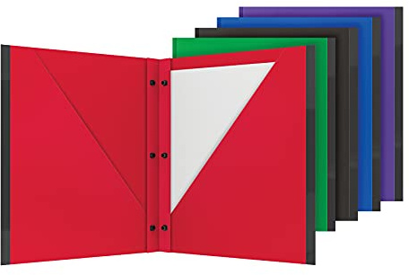 Oxford 2 Taschen Ordner 5er Pack Kunststoff Portfolios mit Kunststoff Schnappverschlüssen, reißfeste Kanten, Briefgröße, rot, grün, schwarz, blau, lila (89118)