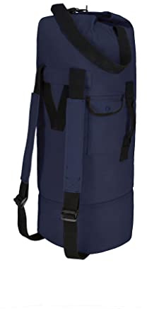 WHITEDUCK G.I Top Load Militär-Rucksack, Doppelriemen, Seesack, strapazierfähig und wasserabweisend, für Fitnessstudio, Sport, Reisen, Wandern, Rucksackreisen, Marineblau, Standard 21 x 37