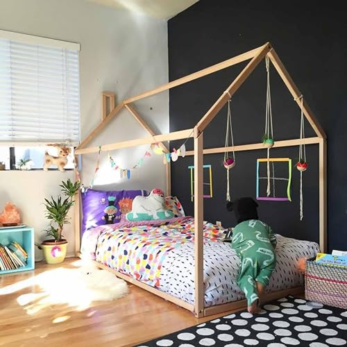 Tipi-Bett Montessori-Bett Montessori-Tipi-Bett Kinderbett Montessori Hausbett (140x70cm, Wood)
