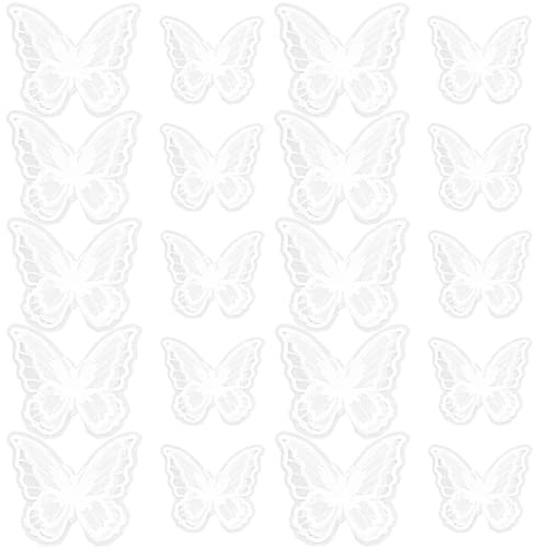 ECSiNG 20 Stücke Schmetterling Applikationen mit Spitze Doppelschichten Schmetterling Stickerei In 2 Verschiedenen Größen Kleidung Zubehör für DIY Handwerk Weiß