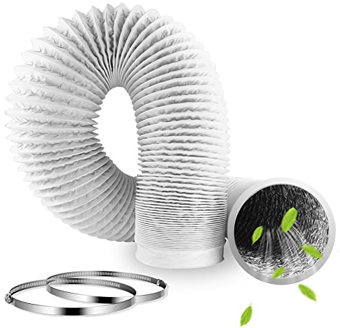 100mm Dunstabzugshaube Schlauch, Lüftungsschlauch Abluftrohr,Trockner Schlauch LouanXpert Alurohr Flex-Schlauch Abluftrohr Lange 3 m, mit 2 Schlauchschelle Edelstahl für Wachstumszelt, Trockner