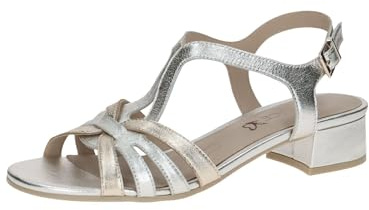 CAPRICE Damen 9-28200-44, Sandalia con talón Mujer, Plata y Oro, 42 EU
