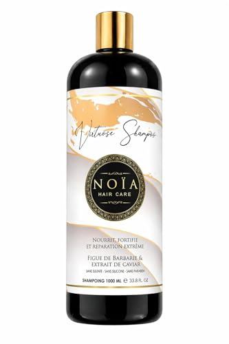 NOÏA HAIR – Shampoing Professionnel Sans Sulfates 1000ml + Brosse Brushing Offerte – VIRTUOSE Figue de Barbarie & Extrait de Caviar – Réparation Intense, Douceur & Brillance