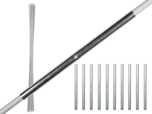 10 sehr stabile Weisse Rankstäbe 200 cm (2 Meter) 7 mm Dm Rundstäbe aus Glasfaser (Fiberglas) Glasfaserstäbe 20 x 1 m + 10 Steckhülsen 150 mm flexibel, Nicht biegsam