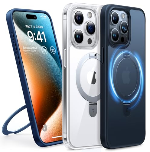 TORRAS Ostand Q1 Guardian für iPhone 15 Pro Hülle für MagSafe (Nr.1 Magnetkraft, Unsichtbarer Ständer, Militärischer Schutz) Stoßfest Handyhülle iPhone 15 Pro Case Schutzhülle All-in-One Schwarz