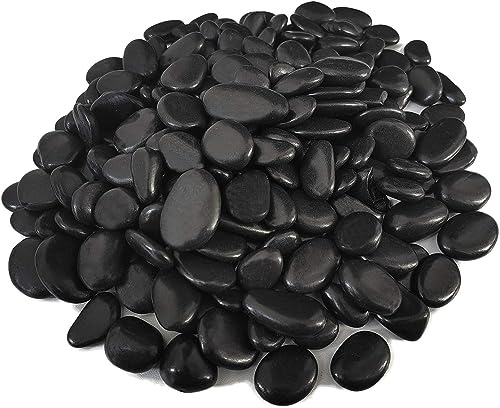Invero Dekorative schwarze polierte kleine Kieselsteine – ideale Steine für Tischdekoration, Töpfe, Vasen, Gartendekoration, Hochzeiten, Aquarien und mehr – 1 kg Beutel
