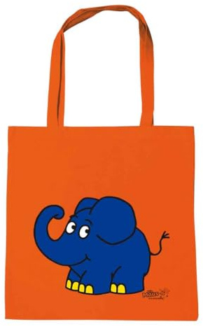 Logoshirt® Die Sendung mit der Maus Baumwolltasche 38x42 cm | blauer-Elefant-Motiv, lizenziertes Originaldesign, bedruckt, lange Henkel, ideal für Alltag und Einkauf