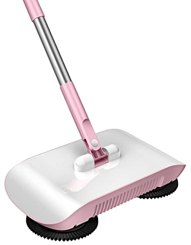 Veesper Manual Vacuum Sweeper 2 in 1 Hand Push Carpet Sweeper 180 Degree Rotating Sweeping Mop Crumb Sweeper Vacuum Cleaner Home Cleaning Tool for Sweeping Mopping Style2