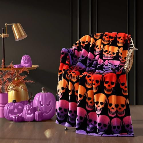 Betsey Johnson - Blanket, Buttery-Soft Throw Blanket for Couch or Bed, Boldly Plush & Oversized Bedding (Skull Ombre Black, 50 x 70)