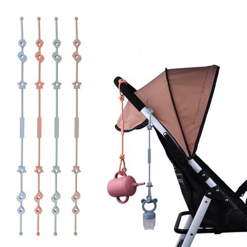 Cinturón de Seguridad para Juguetes, 100% Libre de BPA, Cadena para Chupete de Juguete para Bebé de Correa, 4 Piezas Cup Catcher de Silicona de Grado Alimenticio para Cochecito, Trona