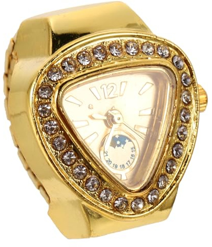 SAFIGLE 2 Stück Mini-Ringuhr Ringuhr Teen-Uhr Ring Damen Fingeruhr Retro-Fingeruhr Mini-Fingeruhr Ringuhren Dekorative Fingeruhr Kleines Glas Golden