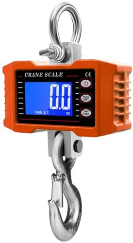 Bilancia per gru industriale Bilancia per gancio da 1000 kg/2200 libbre Grande strumento di pesatura portatile con controllo ricaricabile a LED,Orange-1000KG