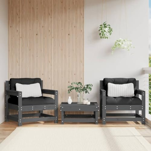 Juroupi Gartenstühle 2 STK. Garten StüHle Relaxsessel Garten Gartensessel Outdoor GartenstüHle Grau Massivholz Kiefer - 825494