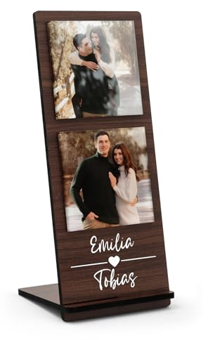 CHRISCK design Personalisierte Geschenke für Ihn & Sie - Geburtstagsgeschenk für Frauen und Männer - Foto Aufsteller Holz Bilderrahmen Collage - Fotogeschenke Jahrestag