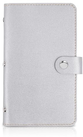 Mtzmy PU-Leder Visitenkartenmappe für 96 Karten Ideal für Büro und Praxis Visitenkartenbuch Kundenkarten Kreditkarten(1-Silver)
