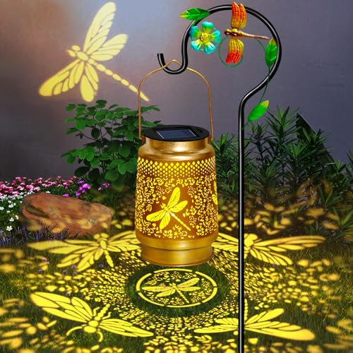 Solar Lanterns Outdoor Waterproof,Dragonfly Solar Lights Garden Decor Gifts for Mom Women Grandma Decoration Outside for Yard, Patio,Backyard,Porch