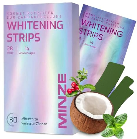 Schonende Zahnaufhellung Whitening Strips - Bleaching Zähne frei von Peroxid für strahlendes Lächeln - schonend Zähn aufhellung