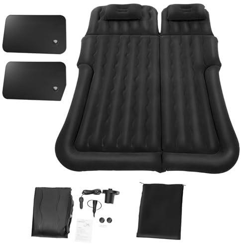 DHQCQL uppblåsbar madrass, luftsäng med pump, 174 x 126 cm luftmadrass med 2 nackstöd och förvaringsväska, sovmadrass för vuxna, luftmadrass för inomhus och camping, upp till 250 kg