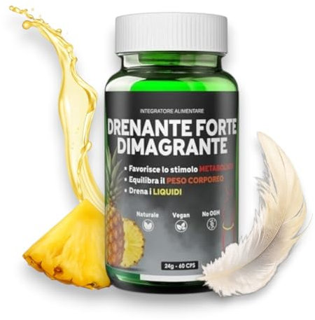 Drenante Forte - 5000gdu | Bromelina Forte Drenante - Pancia Piatta - Gambe Leggere - Cellulite Ridotta | Fatto su Misura per te | Vitamina C e Bamboo | Vegan - Made in Italy + Dieta Digitale Inclusa