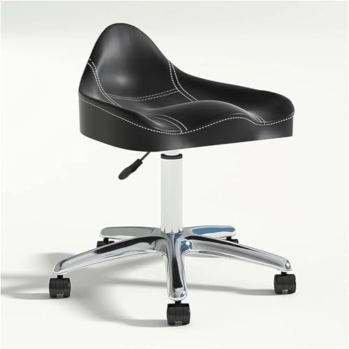 DZYHFCO Drehstuhl, ergonomischer Sattelhocker mit Rollen, hydraulischer Drehstuhl, Höhe (schwarz)