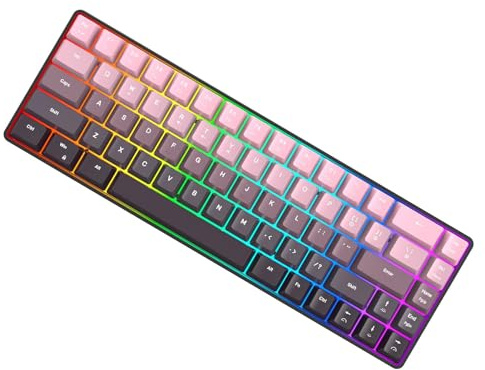 Cuifati Tragbare Mechanische Gaming-Tastatur, 68 Tasten Kabel-Tastatur mit 18 Verschiedenen Beleuchtungsmodi und Abnehmbarer Typ-C-Verbindung für Desktop-PC-Laptop-Smart-TV (Farbverlauf rosa)